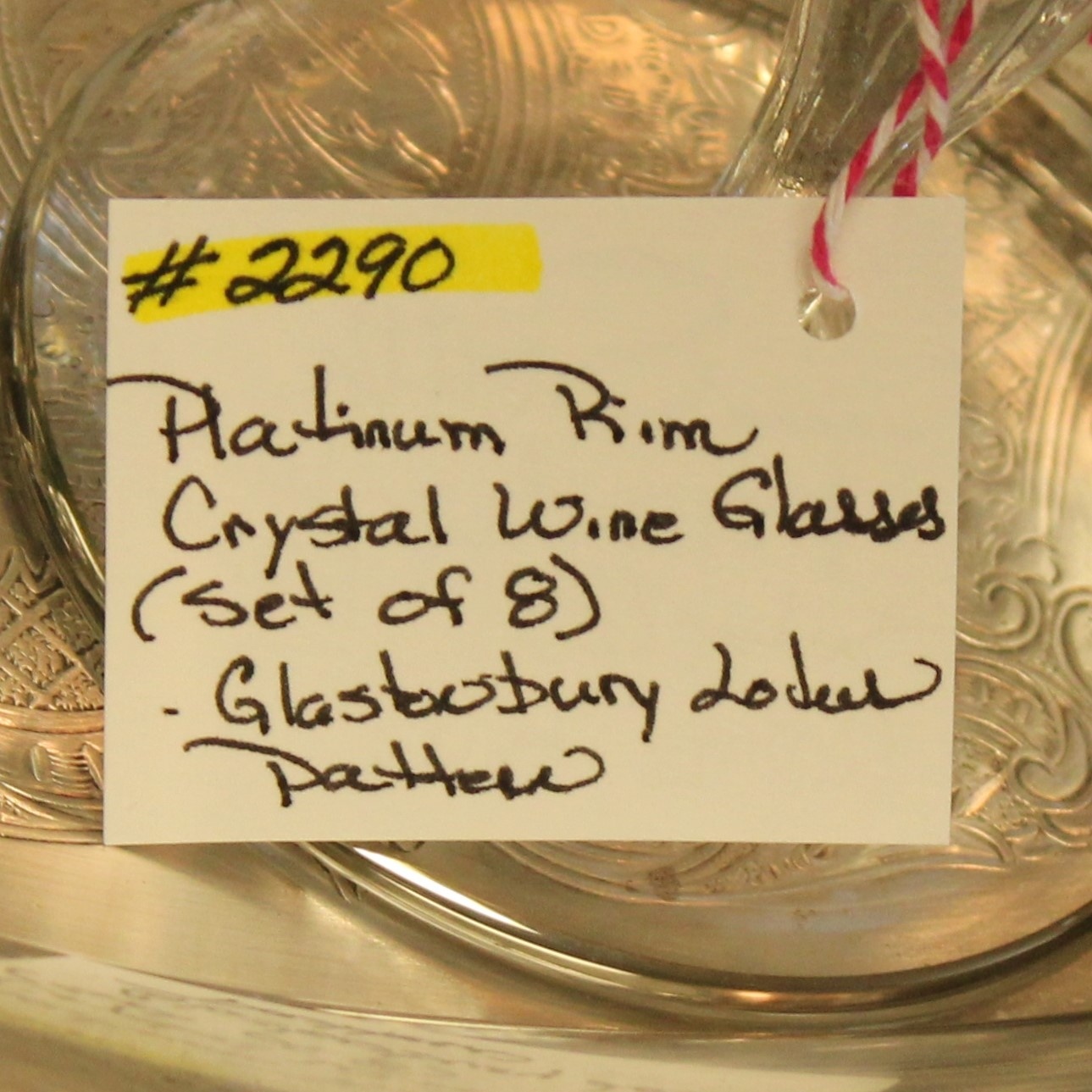Platinum Rim Crystal Wine Glasses – Set of 8 – #2290 – It's Bazaar on 21st  Street