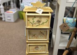 Yellow Cabinet with Painted Bird Design