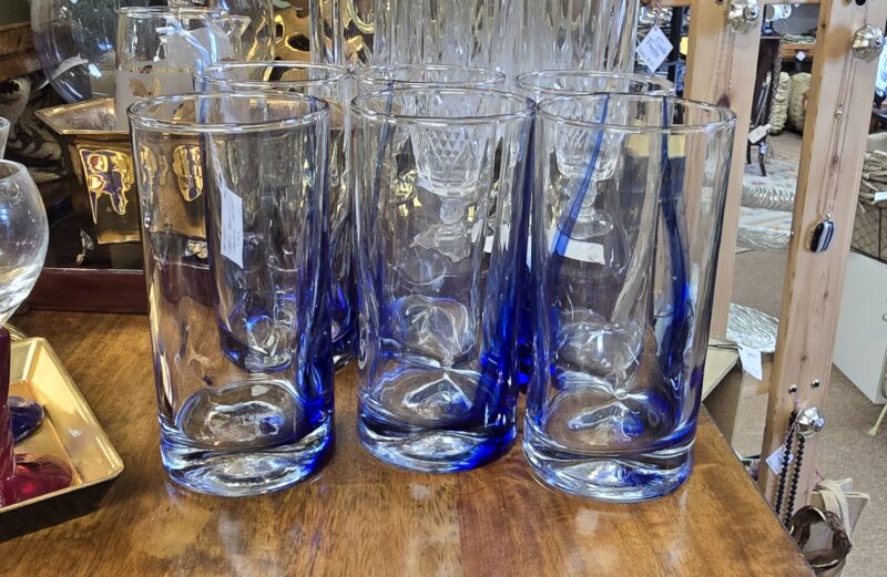 Blue Swirl Glasses – Set of 6 – Drinking Glasses – #1251