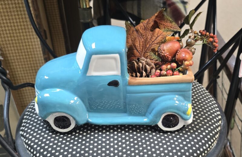 Turquois Ceramic Truck Planter/Figurine/Display