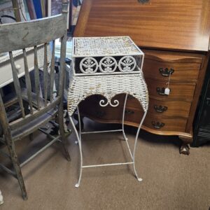 Tall White Table - Wicker/Metal