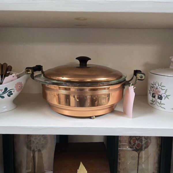 Copper and Glass  Dish - Lidded