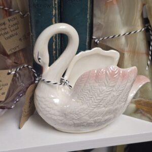 Vintage MC White and Pink Swan Planter