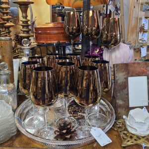 Set of 6 Pier 1 Metallic Mirrored Glasses - #2346
