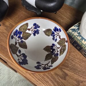 Artisan Lithuanian Pottery Bowl - Blueberry Design - #527