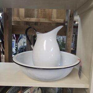 Vintage/Antique Swedish Enamelware Basin and Pitcher - #1945