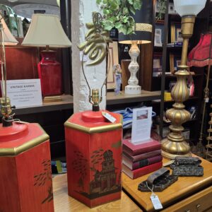 Vintage RARE Signed "Made in Italy" on Bottom - Paul Hanson Vermillion Tea Cannister Table Lamp c1970's - #1613