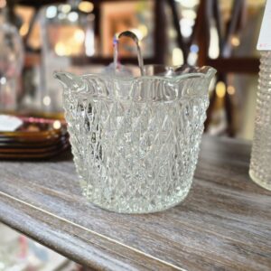 Vintage Diamond Point Ice Bucket with Tongs - #1644