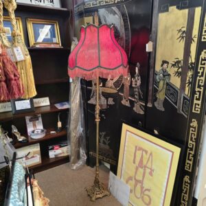 Vintage/Antique Refurbished Victorian Floor Lamp - Fringed Shade - #1627