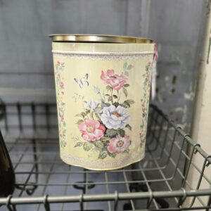 Retro 1990s/1980s Pale Yellow Garden-Theme Tin - #1978