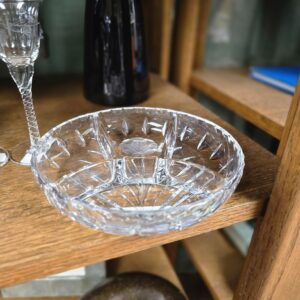 Vintage Crystal Etched Flower Divided Dish - #577