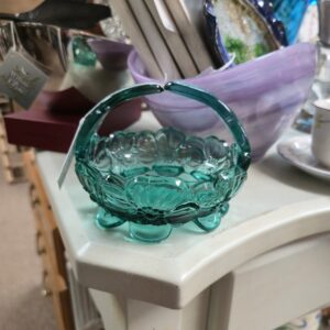Westmoreland Green Glass Basket - Vintage - #1728