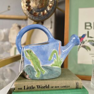 Painted Ceramic Watering Can with Frog Motif - By Hausen Ware - #1345