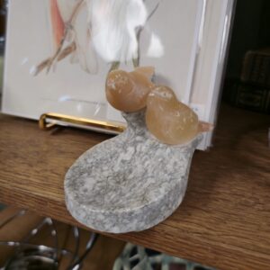 Vintage Carved Stone Love Birds Trinket Dish - #1278