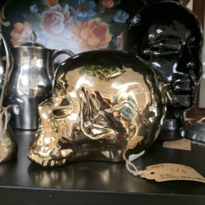 Golden Seletti Ceramic Skull Figurine- #A394