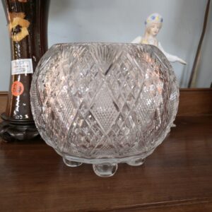 Val St. Lambert, Belgium - Footed Oval Rose Bowl - c.1930 - #CG-2712-2018