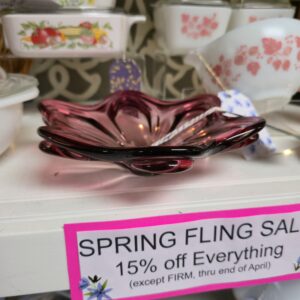 Bohemian Cranberry-Pink Bowl - Vintage MCM Art Glass