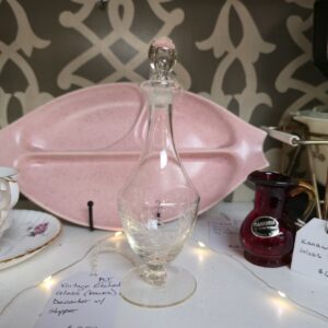 Vintage Etched Glass(Leaves) Decanter with Stopper