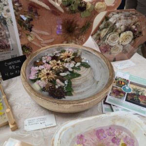 Small Wooden Bowl with Resin Flowers