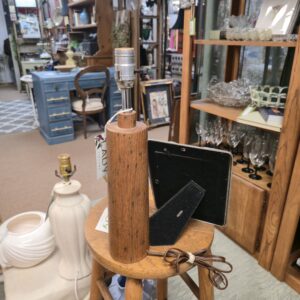 Wood Column table Lamp - Working Condition - #1340