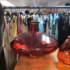 Red Oval Glass Vase - Spain - #5705